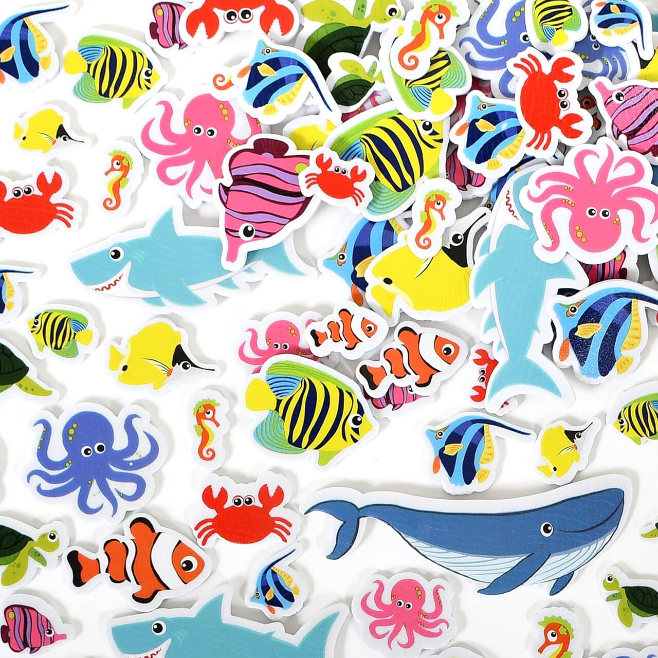 Foam Stickers - Sea Life - Pack of 168 - Self-Adhesive Stickers for Kids - 3D Puffy Ocean Stickers for Laptops, Party Favors and Crafts